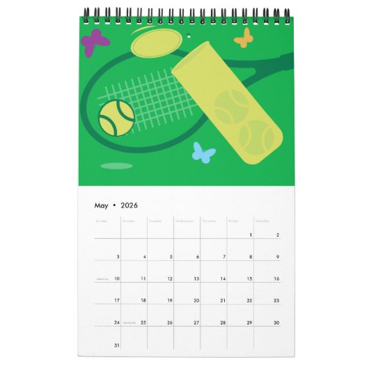 Tenniswall Kalender für Spieler, Coach und Fan 202 (Mai 2026)