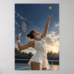 Tenniswandkunst für Damen – Golden Hour Tennis Poster