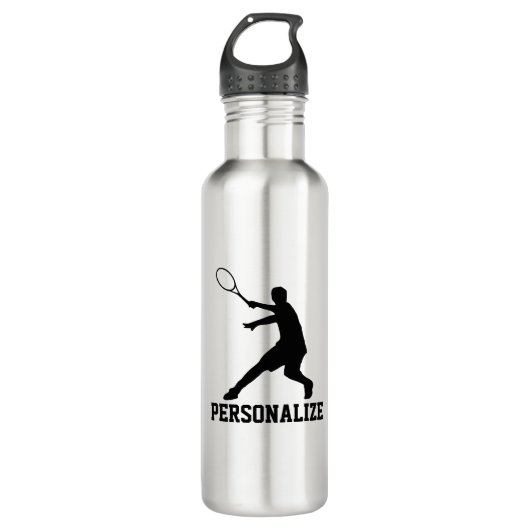 Tenniswasserflasche mit personalisiertem Namen Trinkflasche (Vorderseite)