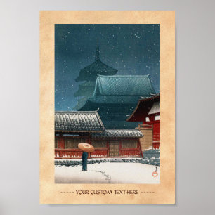 Tennô-ji-Tempel in Osaka hasui kawase shin hanga Poster