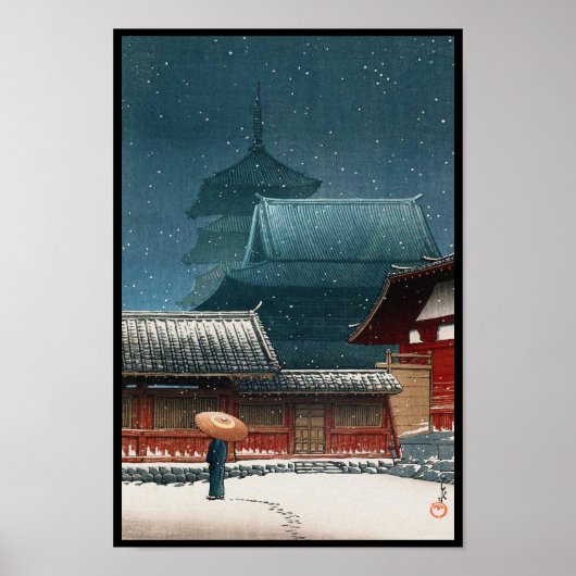 Tennô-ji Temple in Osaka hasui kawase shan hanga Poster (Vorne)