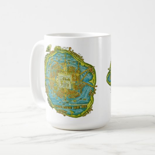 Tenochtitlan Map Wall Clock Kaffeetasse (Vorderseite Links)