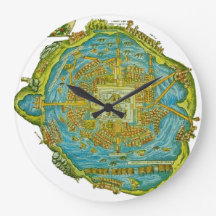 Tenochtitlan Map Wall Clock