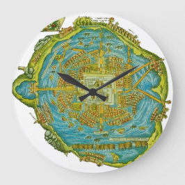 Tenochtitlan Map Wall Clock Quadratische Wanduhr