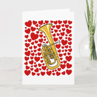 Tenor Horn Hearts Valentines Anniversary Card Feiertagskarte