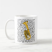 Tenor Horn mit musikalischen Noten, Messingmusiker Kaffeetasse (Links)