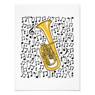 Tenor Horn Musical Notes Hornist Brass Musiker Fotodruck
