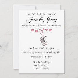 Tenor Horn Wedding Invitation Brass Musicians Einladung