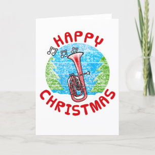 Tenor Horn Weihnachtskarte Hornist Brass Musiker Dankeskarte