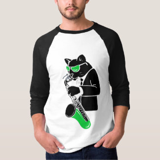 Tenorsaxofon-Katze - Grün T-Shirt