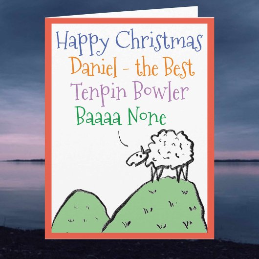 Tenpin Bowler Happy Christmas Card Karte