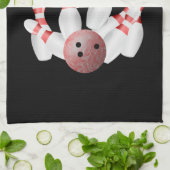 Tenpin Bowling Buttone und Bowling Ball Küchentuch (Gefaltet)