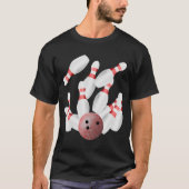 Tenpin Bowling Buttone und Bowling Ball T-Shirt (Vorderseite)
