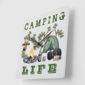 Tent Camping Life Wall Clock Quadratische Wanduhr (Winkel)