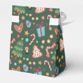 Tent Party Favor Gift Box Green Christmas Pattern Geschenkschachtel (Rückseite)