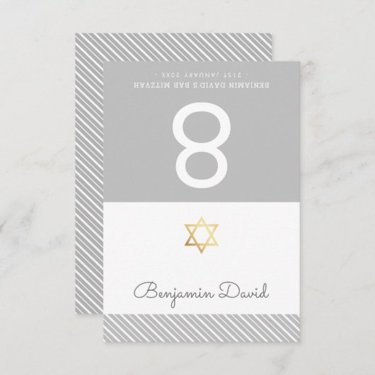 TENT PLATZKARTEN Bar Mitzvah Stern von david grau (Vorne/Hinten)