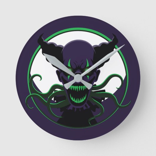 Tentacle Clown Runde Wanduhr (Vorderseite)