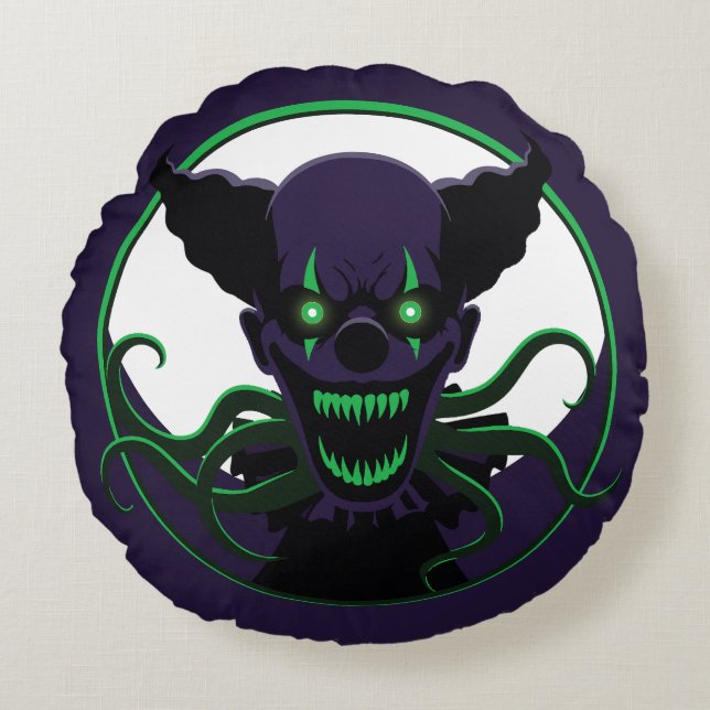 Tentacle Clown Rundes Kissen (Vorderseite)