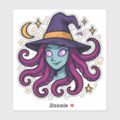 Tentacle Hair Witch Halloween Sticker (Blatt)