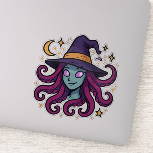 Tentacle Hair Witch Halloween Sticker (Detail)