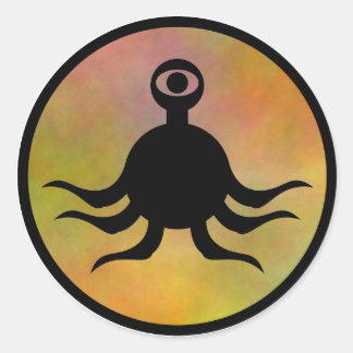 Tentacle Monster Hazard Runder Aufkleber