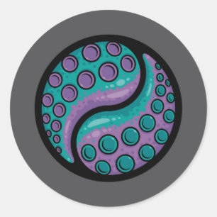Tentacle Yin Yang Runder Aufkleber