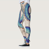 Tentacles dunkelblaue Karte Vintag Leggings (Links)