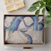 Tentacles dunkelblaue Karte Vintag Seidenpapier (Geschenk)