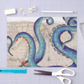 Tentacles dunkelblaue Karte Vintag Seidenpapier (Handwerk)