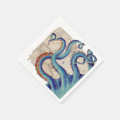 Tentacles dunkelblaue Karte Vintag Serviette (Ecke)