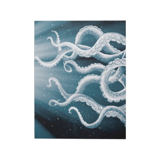 Tentacles Galaxy Blue Moon Rays Notizblock (Rotiert)
