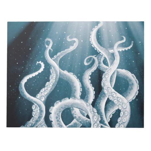 Tentacles Galaxy Blue Moon Rays Notizblock (Vorderseite)