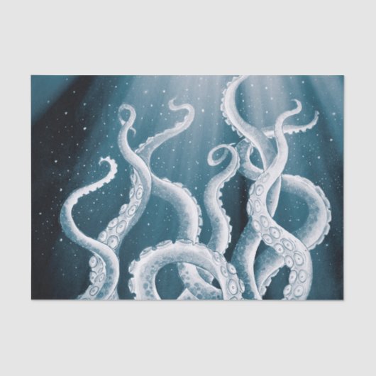 Tentacles Galaxy Blue Moon Rays Seidenpapier (Vorderseite)