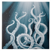 Tentacs Galaxy Blue Moon Rays Fliese (Vorderseite)