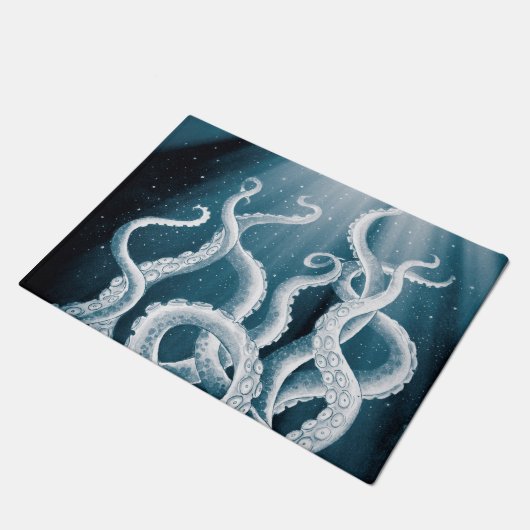 Tentacs Galaxy Blue Moon Rays Fußmatte (Schrägansicht)