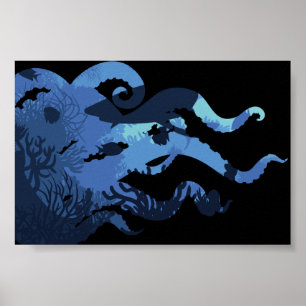 Tentacs Unterwasser Meereslandschaft Leben im Meer Poster