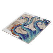 Tentakel-dunkelblaue Karte Vintag Fliese (Seite)