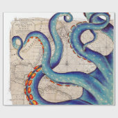 Tentakel-dunkelblaue Karte Vintag Geschenkpapier (Flach)