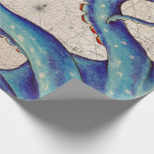 Tentakel-dunkelblaue Karte Vintag Geschenkpapier (Ecke)