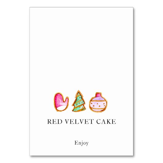 Tented Food Label Christmas Baking Cookie Exchange Tischnummer (Vorderseite)