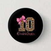 Tenth Years Old Girl Birthday Bow Coquette Leopard Button (Vorderseite)
