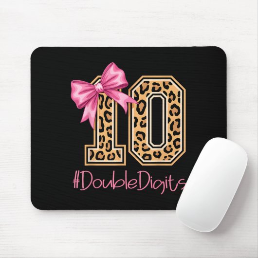 Tenth Years Old Girl Birthday Bow Coquette Leopard Mousepad (Mit Mouse)