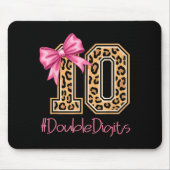 Tenth Years Old Girl Birthday Bow Coquette Leopard Mousepad (Vorne)