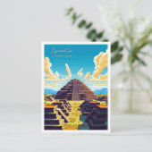 Teotihuacan Mexico Vintage Reise Illustration Postkarte (Stehend Vorderseite)