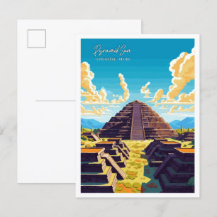 Teotihuacan Mexiko Vintage-Reiseillustration Postkarte