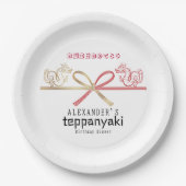 Teppanyaki Japanischer Steakhouse Dragon Birthday Pappteller (Vorderseite)