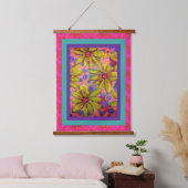 Teppich - Farbexplosion Blumenblüten Wandteppich Mit Holzrahmen (Schlafzimmer)