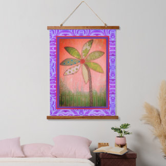 Teppich - Große fantastische Blume Wandteppich Mit Holzrahmen