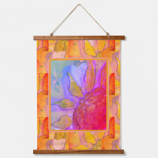 Teppich - Helle Sonnenblumen-Kunst Wandteppich Mit Holzrahmen