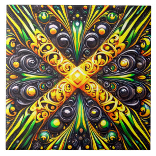 Teppich mit jamaikanischen Farben, modernes Design Fliese